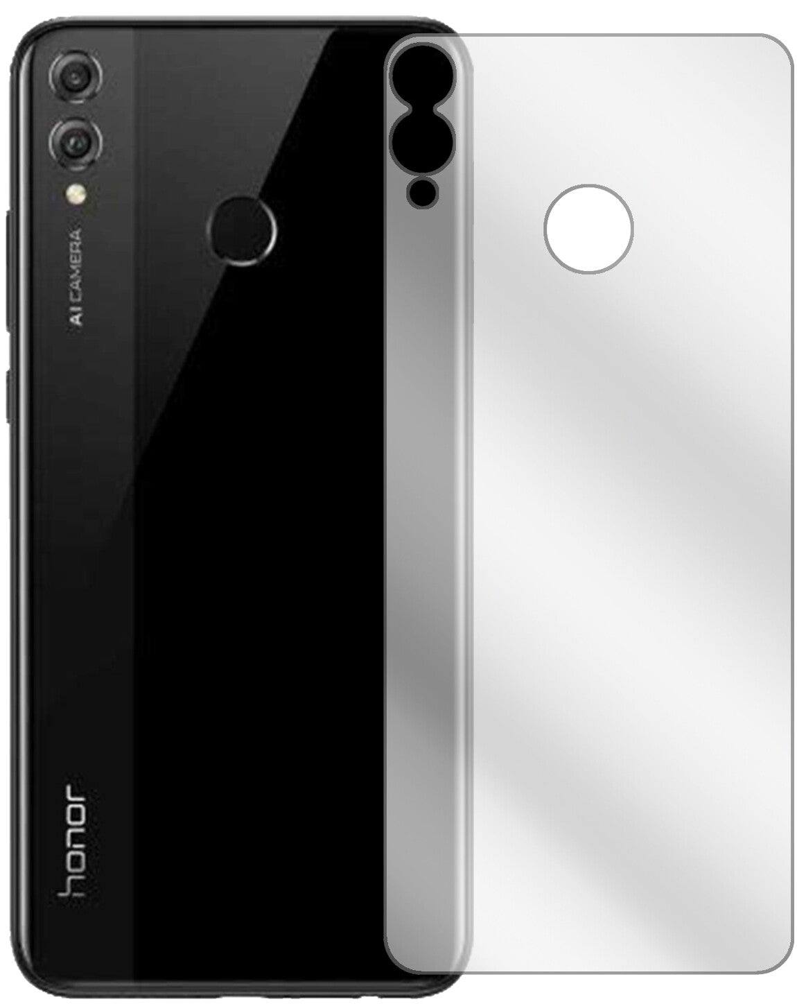 HonorView 10 Lite Rückseite mit aufgebrachter dipos Displayschutzfolie, glasklare Darstellung ohne Einschränkungen
