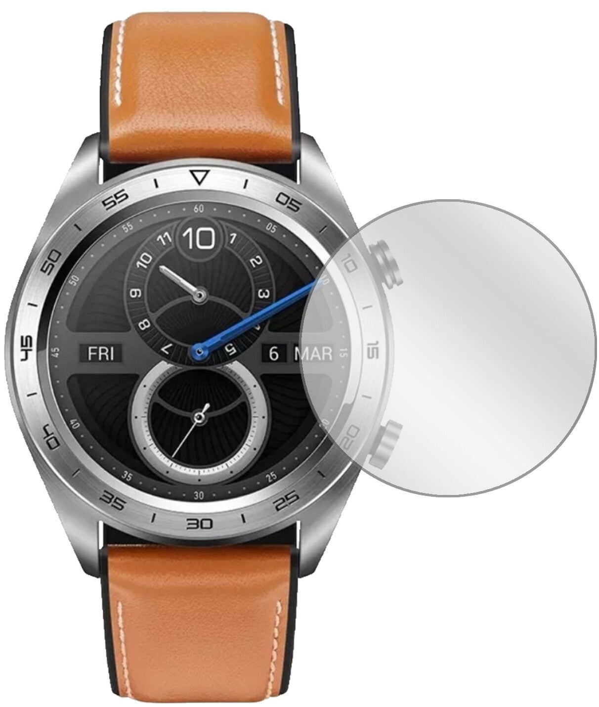 HonorWatch Magic mit aufgebrachter dipos Displayschutzfolie, glasklare Darstellung ohne Einschränkungen