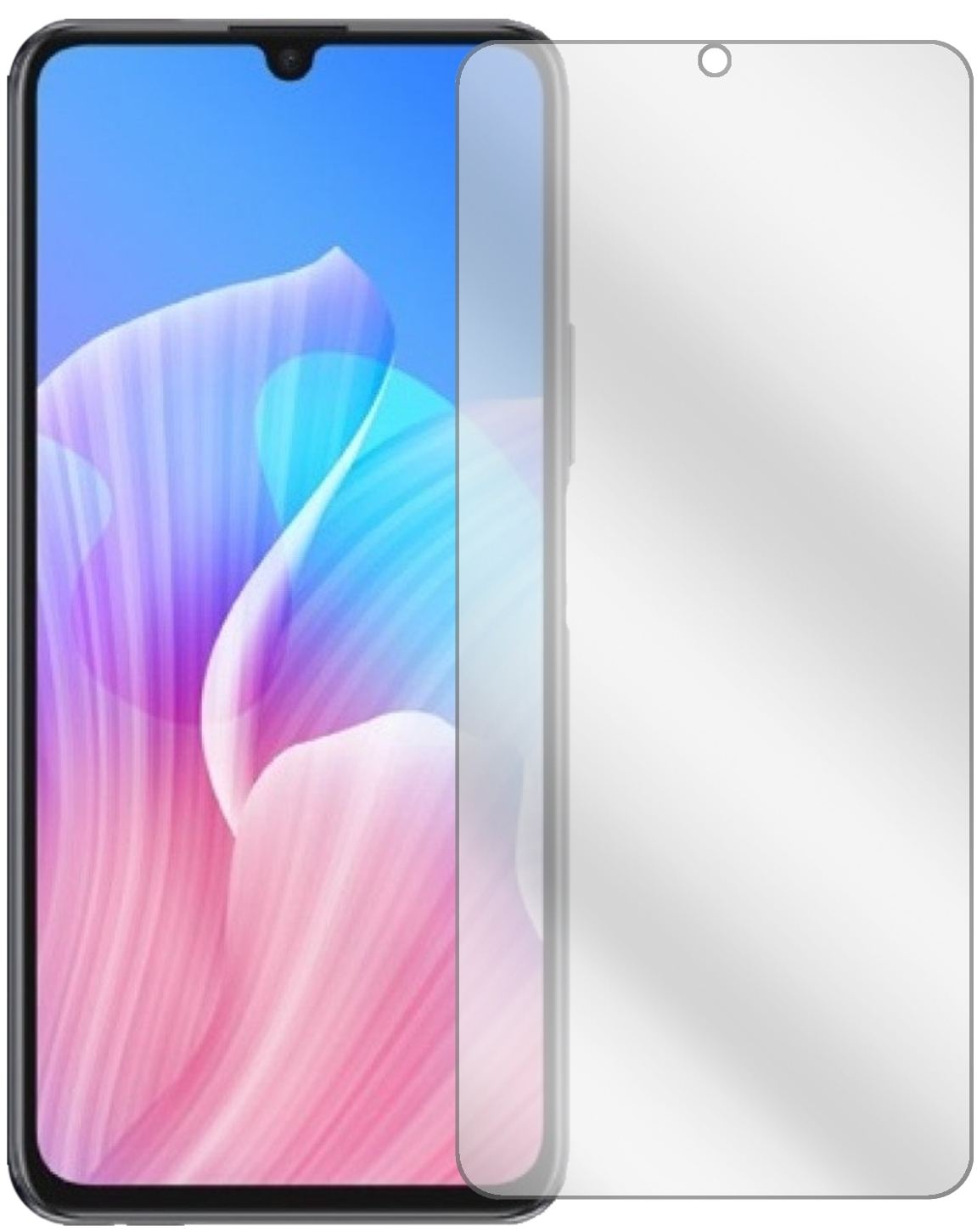 HuaweiEnjoy 20 Plus mit aufgebrachter dipos Displayschutzfolie, glasklare Darstellung ohne Einschränkungen