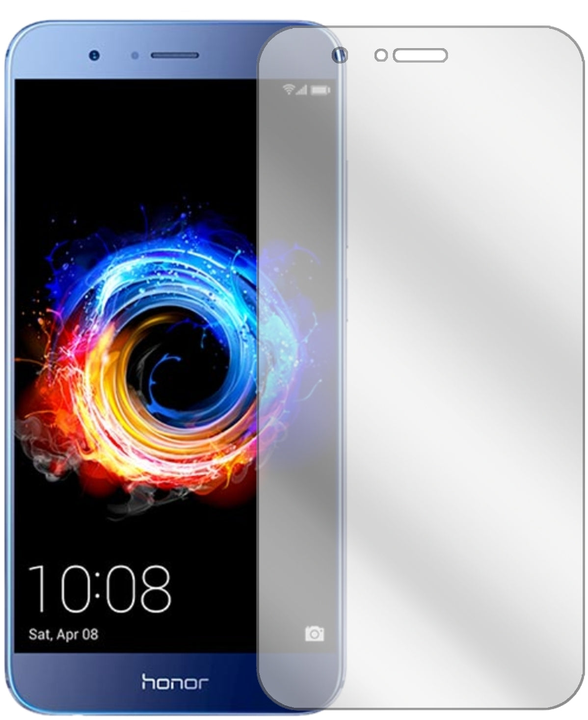 HuaweiHonor 8 Pro mit aufgebrachter dipos Displayschutzfolie, glasklare Darstellung ohne Einschränkungen