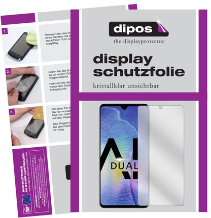 HuaweiMate 20 mit aufgebrachter dipos Displayschutzfolie, glasklare Darstellung ohne Einschränkungen