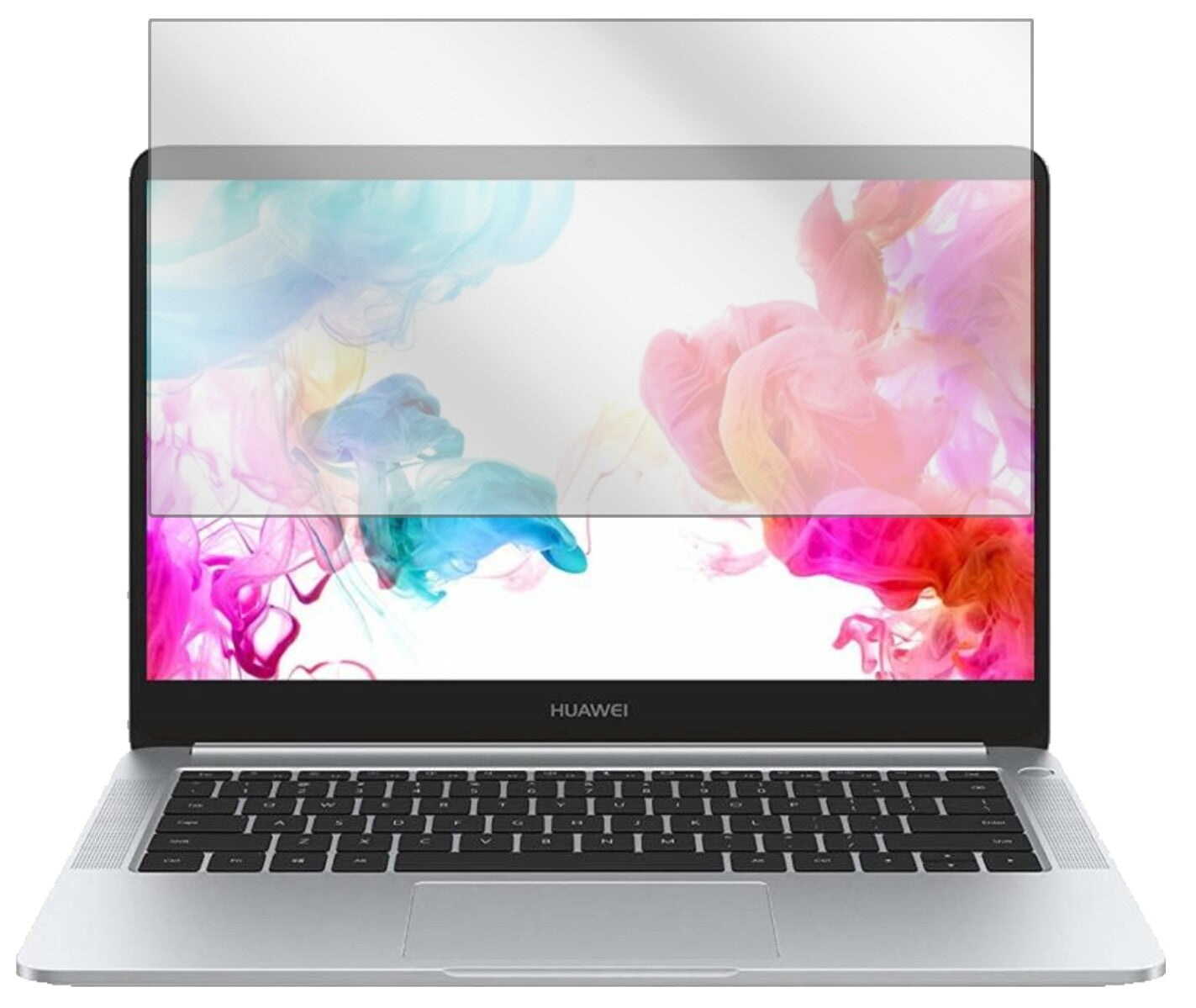 HuaweiMateBook D mit aufgebrachter dipos Displayschutzfolie, glasklare Darstellung ohne Einschränkungen