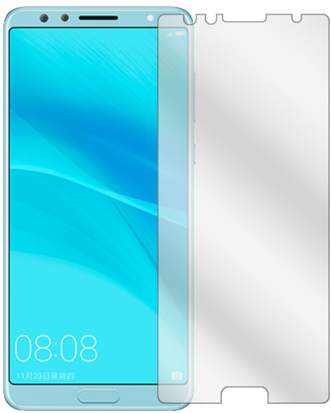 HuaweiNova 2S mit aufgebrachter dipos Displayschutzfolie, glasklare Darstellung ohne Einschränkungen