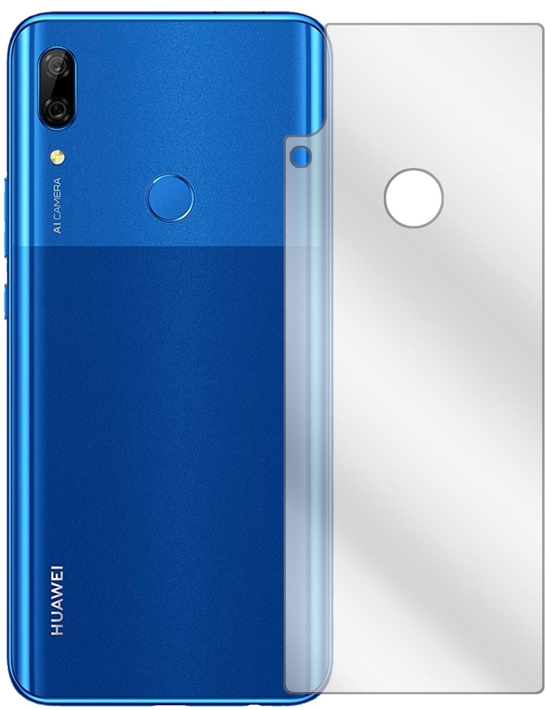 HuaweiP Smart Z (2019) Rückseite mit aufgebrachter dipos Displayschutzfolie, glasklare Darstellung ohne Einschränkungen