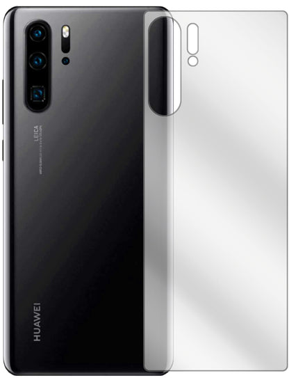 HuaweiP30 Pro New Edition Rückseite mit aufgebrachter dipos Displayschutzfolie, glasklare Darstellung ohne Einschränkungen