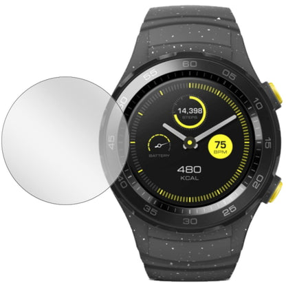 HuaweiWatch 2 mit aufgebrachter dipos Displayschutzfolie, glasklare Darstellung ohne Einschränkungen