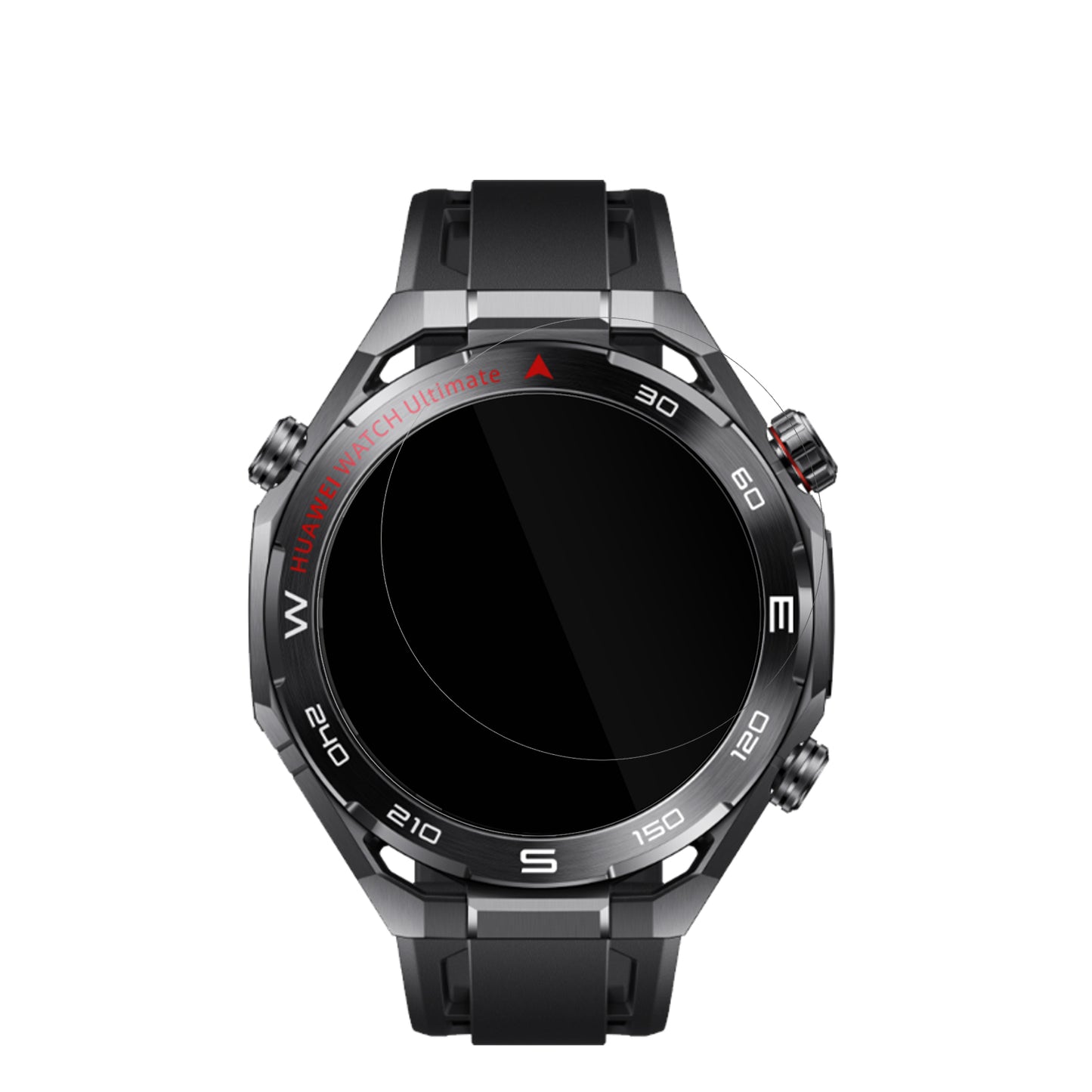 HuaweiWatch Ultimate 2 Black mit aufgebrachter dipos Displayschutzfolie, glasklare Darstellung ohne Einschränkungen