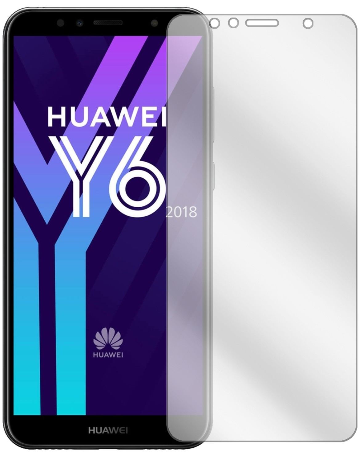 HuaweiY6 (2018) mit aufgebrachter dipos Displayschutzfolie, glasklare Darstellung ohne Einschränkungen