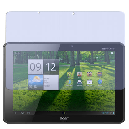Iconia Tab A700Acer mit aufgebrachter dipos Displayschutzfolie, die lästige Fingerabdrücke minimiert