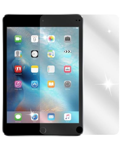 iPad Mini 4Apple mit aufgebrachter dipos Displayschutzfolie, glasklare Darstellung ohne Einschränkungen