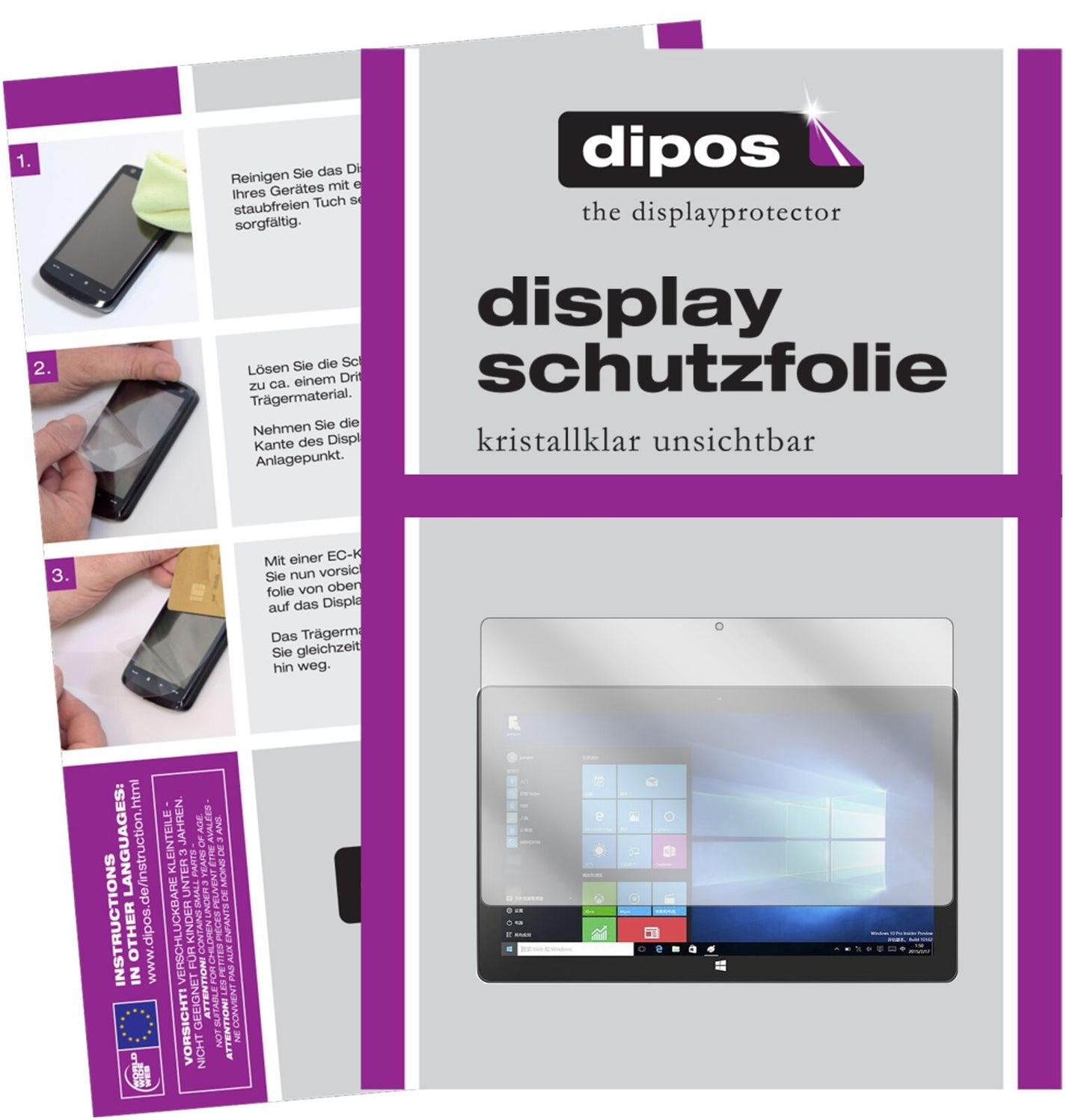 JumperEzpad 6 Pro mit aufgebrachter dipos Displayschutzfolie, glasklare Darstellung ohne Einschränkungen