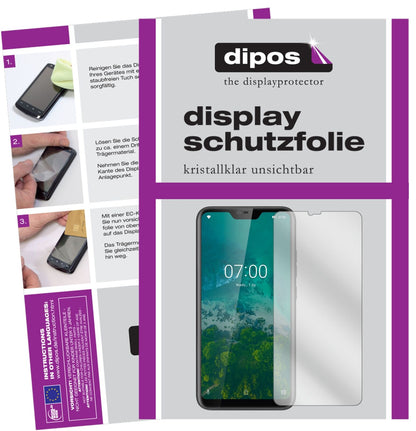 KrugerMatz Smartfon LIVE 7 mit aufgebrachter dipos Displayschutzfolie, glasklare Darstellung ohne Einschränkungen