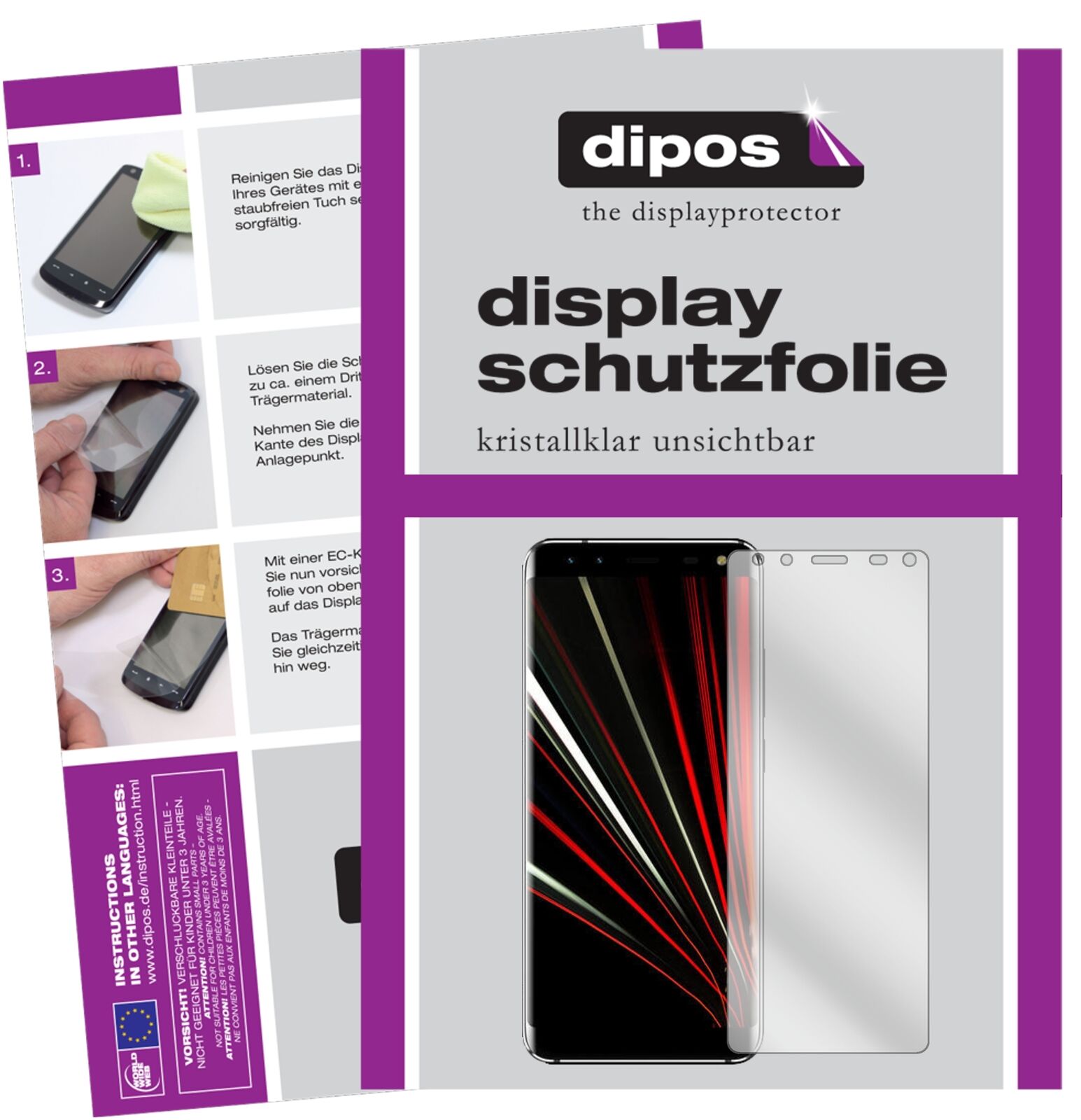 Klare Displayschutzfolie von dipos passend für Leagoo S8, präziser Zuschnitt und blasenfrei montiert