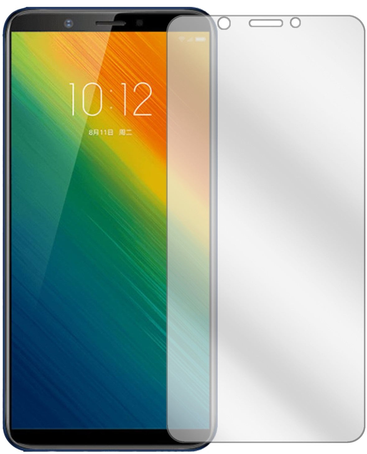 LenovoK5 Note 2018 mit aufgebrachter dipos Displayschutzfolie, glasklare Darstellung ohne Einschränkungen