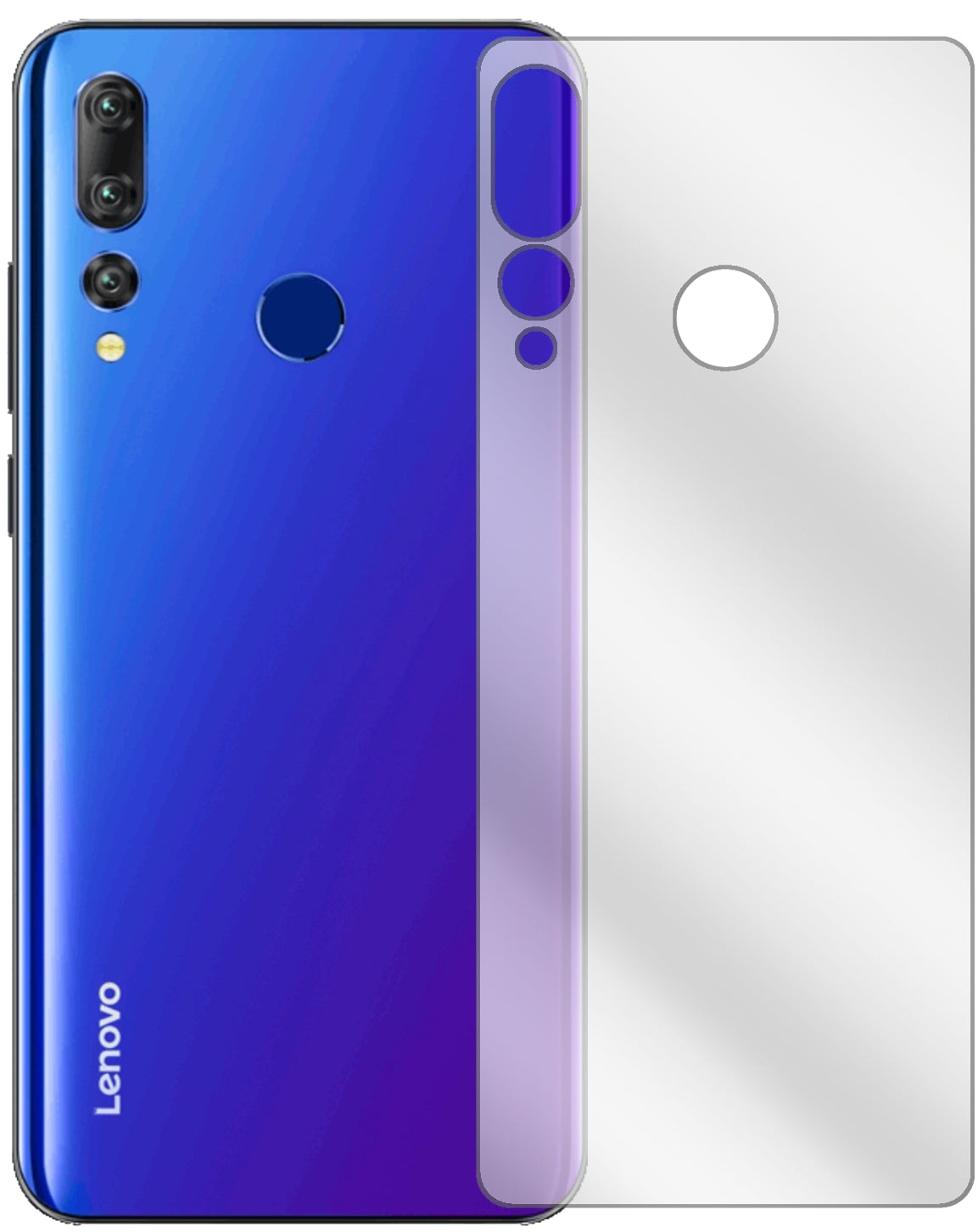 LenovoK6 Enjoy Rückseite mit aufgebrachter dipos Displayschutzfolie, glasklare Darstellung ohne Einschränkungen