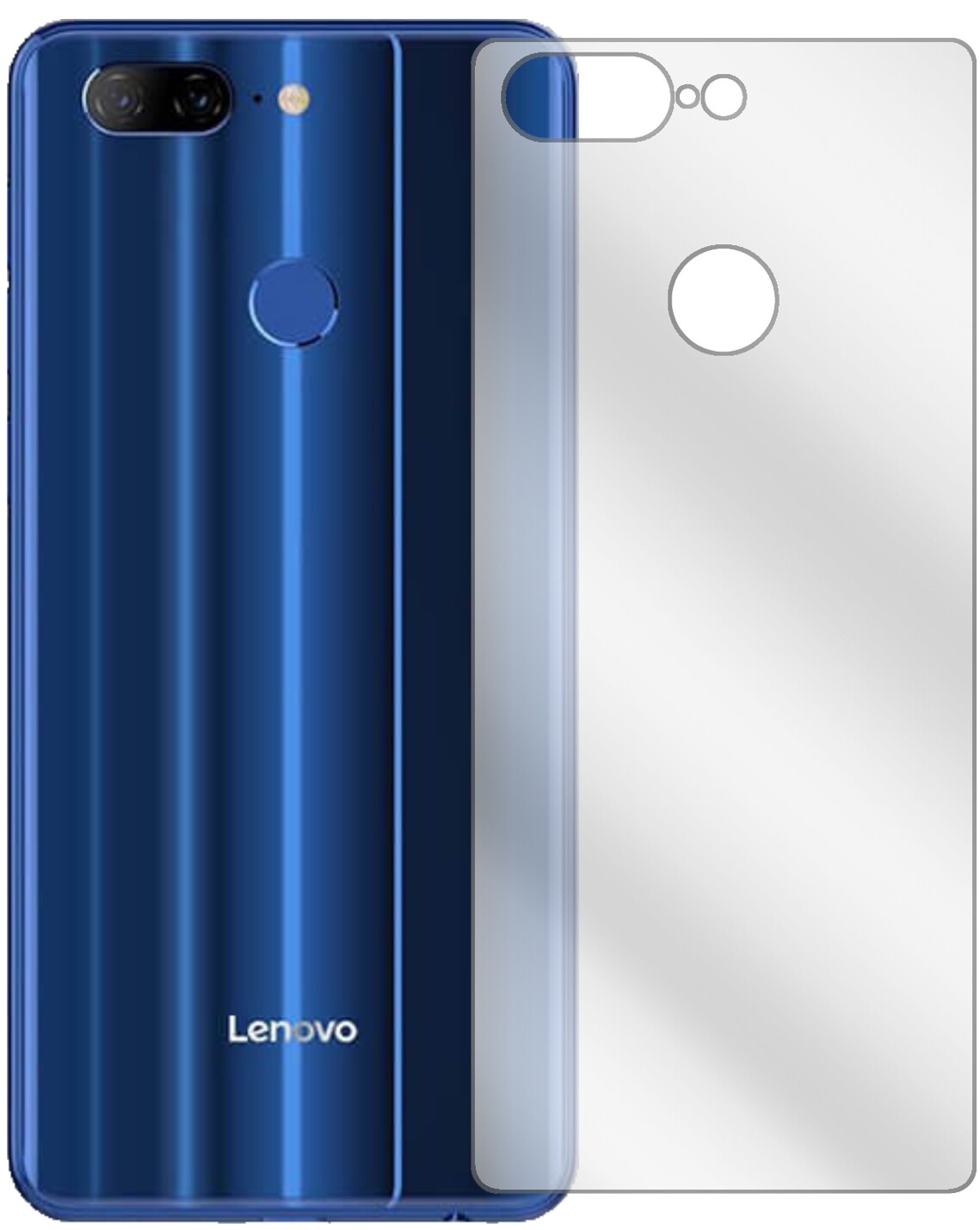 LenovoK9 Rückseite mit aufgebrachter dipos Displayschutzfolie, glasklare Darstellung ohne Einschränkungen