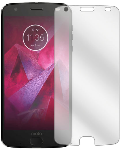 LenovoMoto Z2 Play mit aufgebrachter dipos Displayschutzfolie, glasklare Darstellung ohne Einschränkungen