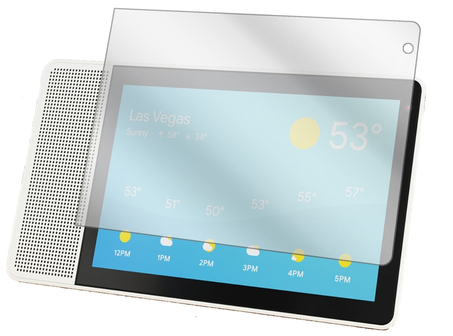 LenovoSmart Display 8 mit aufgebrachter dipos Displayschutzfolie, glasklare Darstellung ohne Einschränkungen
