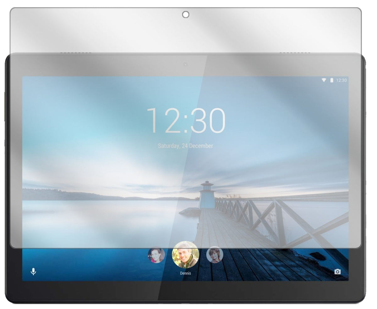LenovoTab M10 HD mit aufgebrachter dipos Displayschutzfolie, glasklare Darstellung ohne Einschränkungen