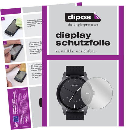 LenovoWatch 9 mit aufgebrachter dipos Displayschutzfolie, glasklare Darstellung ohne Einschränkungen