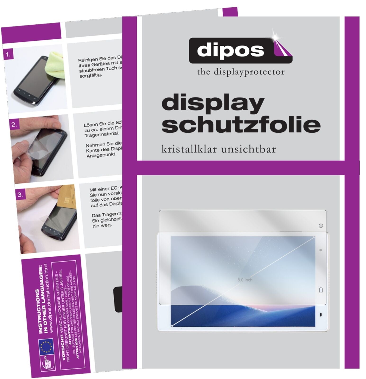 LenovoXiaoxin TB 8804F mit aufgebrachter dipos Displayschutzfolie, glasklare Darstellung ohne Einschränkungen