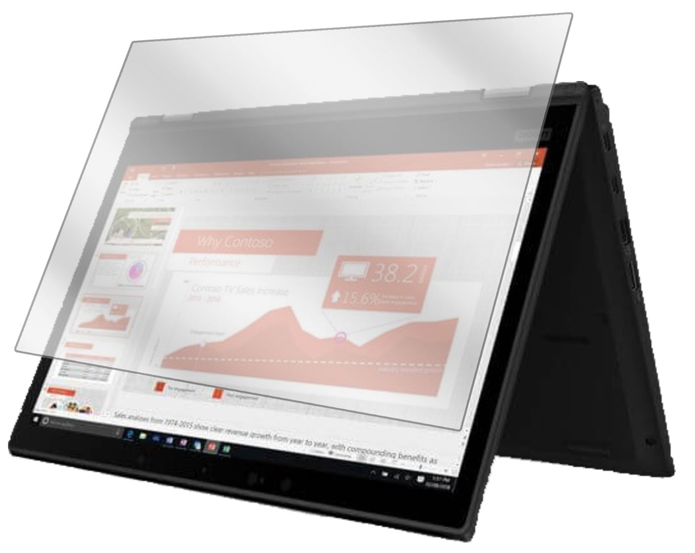 LenovoYoga X390 13.3 Zoll mit aufgebrachter dipos Displayschutzfolie, glasklare Darstellung ohne Einschränkungen