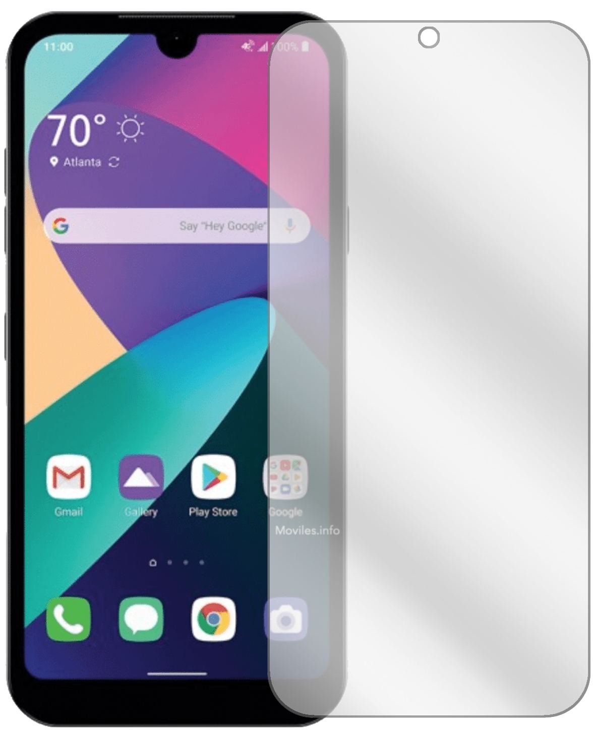 LGPhoenix 5 mit aufgebrachter dipos Displayschutzfolie, glasklare Darstellung ohne Einschränkungen