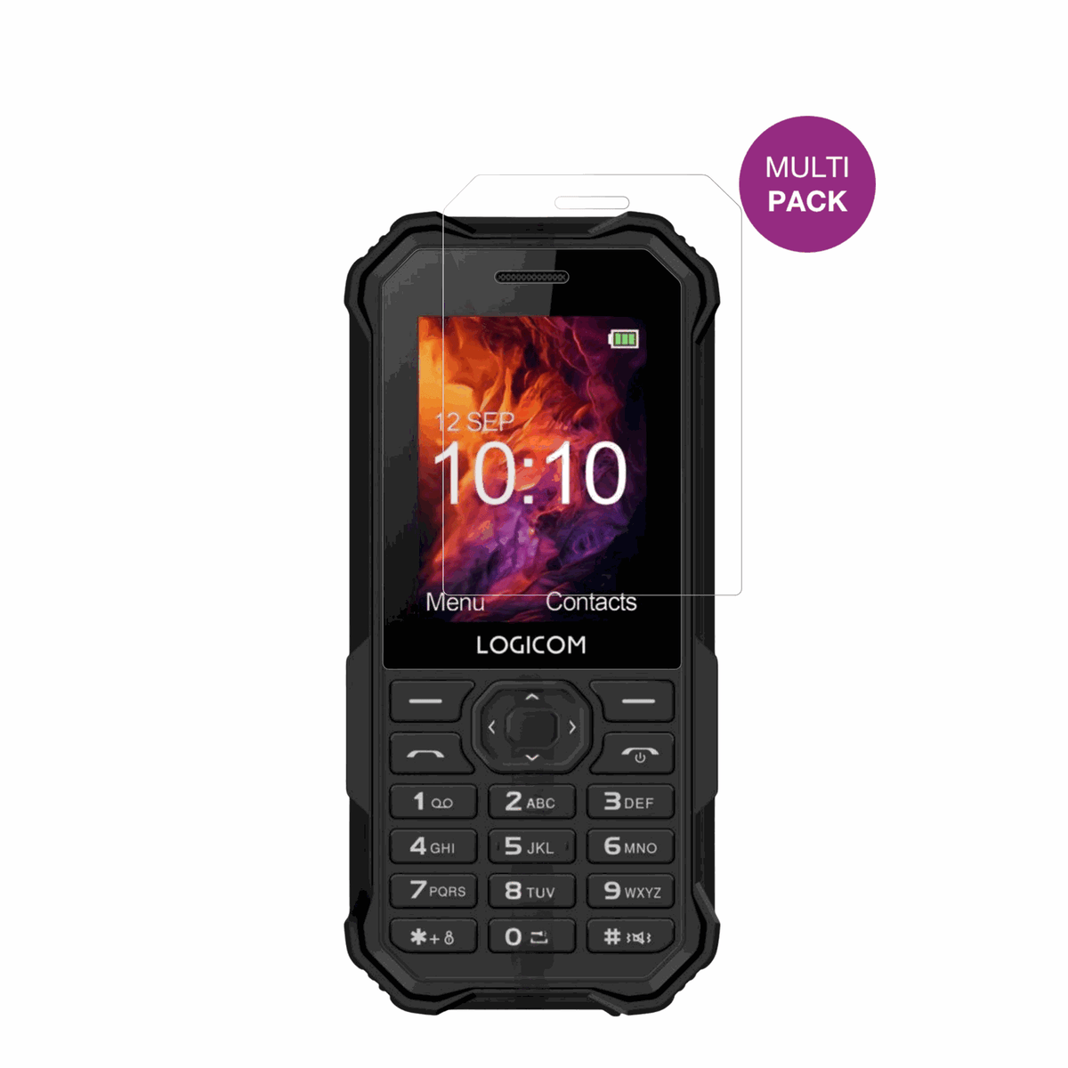 LogicomXtrem 40 mit aufgebrachter dipos Displayschutzfolie, glasklare Darstellung ohne Einschränkungen