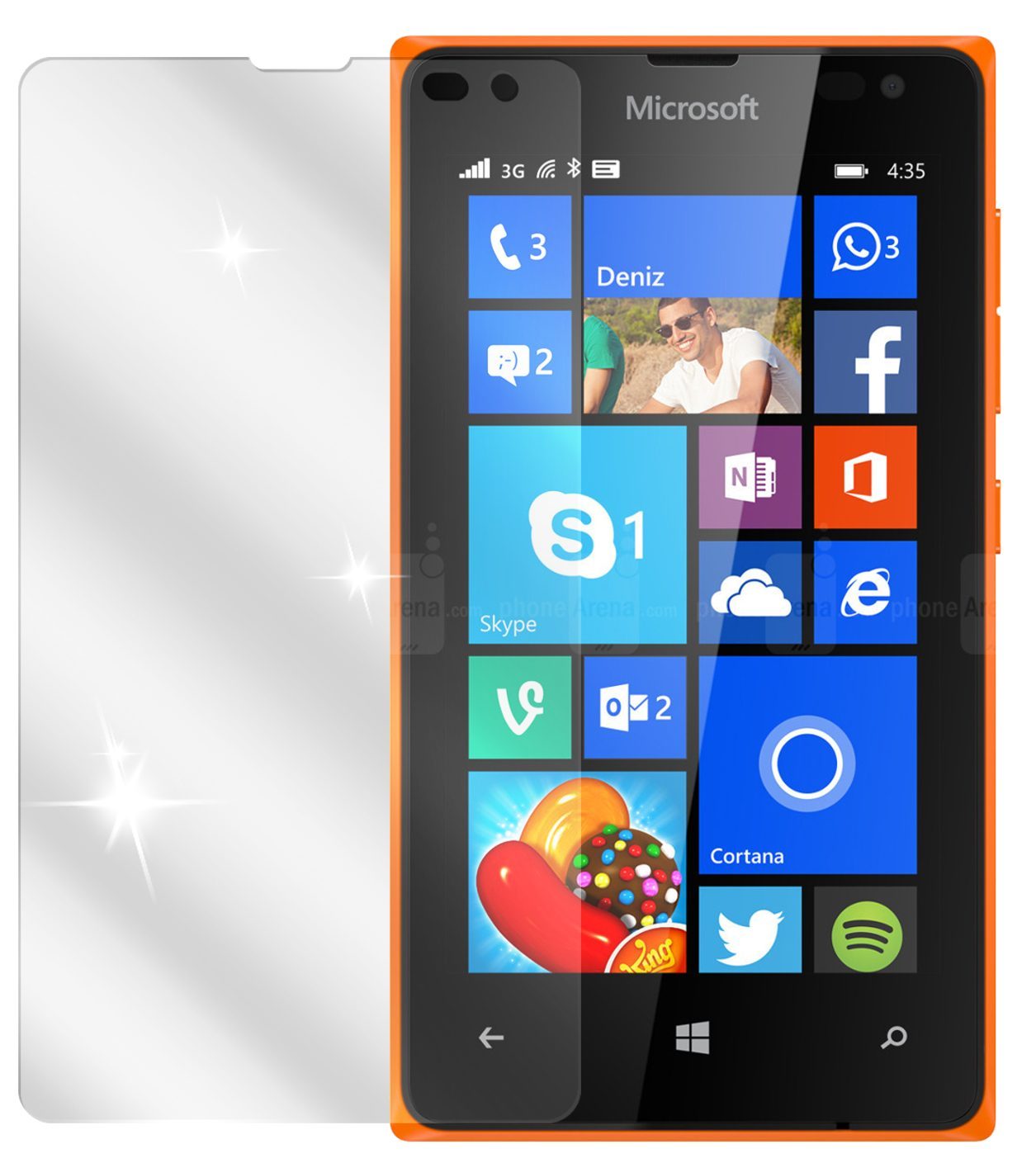 Lumia 532Microsoft mit aufgebrachter dipos Displayschutzfolie, glasklare Darstellung ohne Einschränkungen