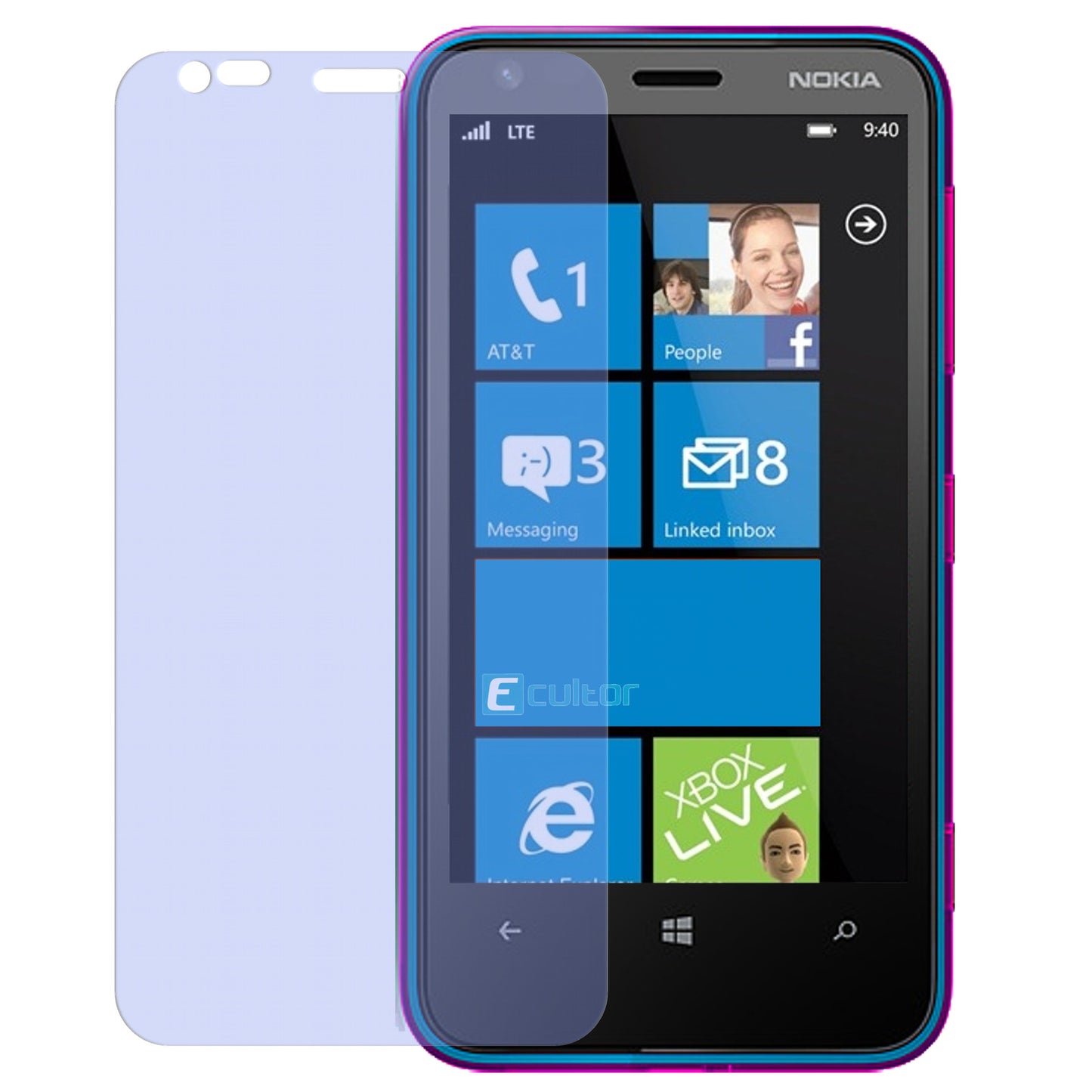 Lumia 620Nokia mit aufgebrachter dipos Displayschutzfolie, glasklare Darstellung ohne Einschränkungen
