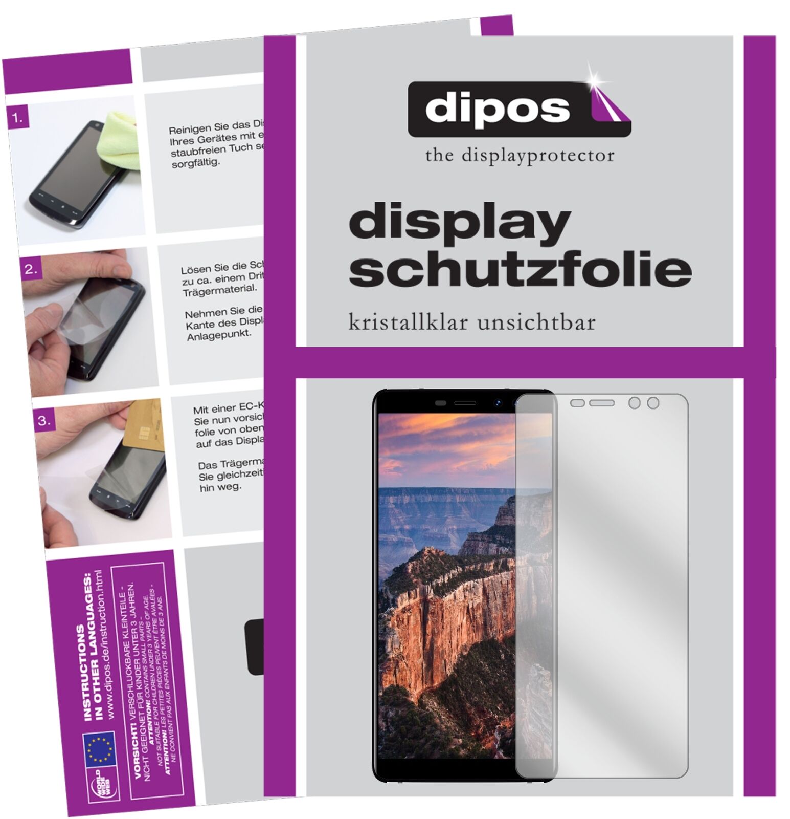 M-HORSEPure 1 mit aufgebrachter dipos Displayschutzfolie, glasklare Darstellung ohne Einschränkungen