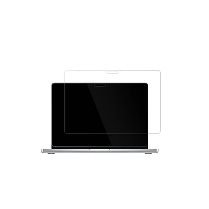 MacBookPro M4 14 Zoll 2024 mit aufgebrachter dipos Displayschutzfolie, glasklare Darstellung ohne Einschränkungen