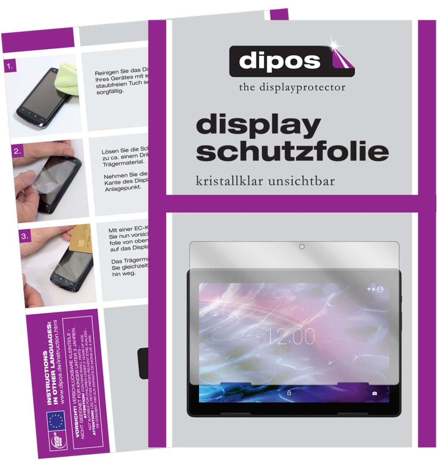 MedionLifetab E10604 mit aufgebrachter dipos Displayschutzfolie, glasklare Darstellung ohne Einschränkungen