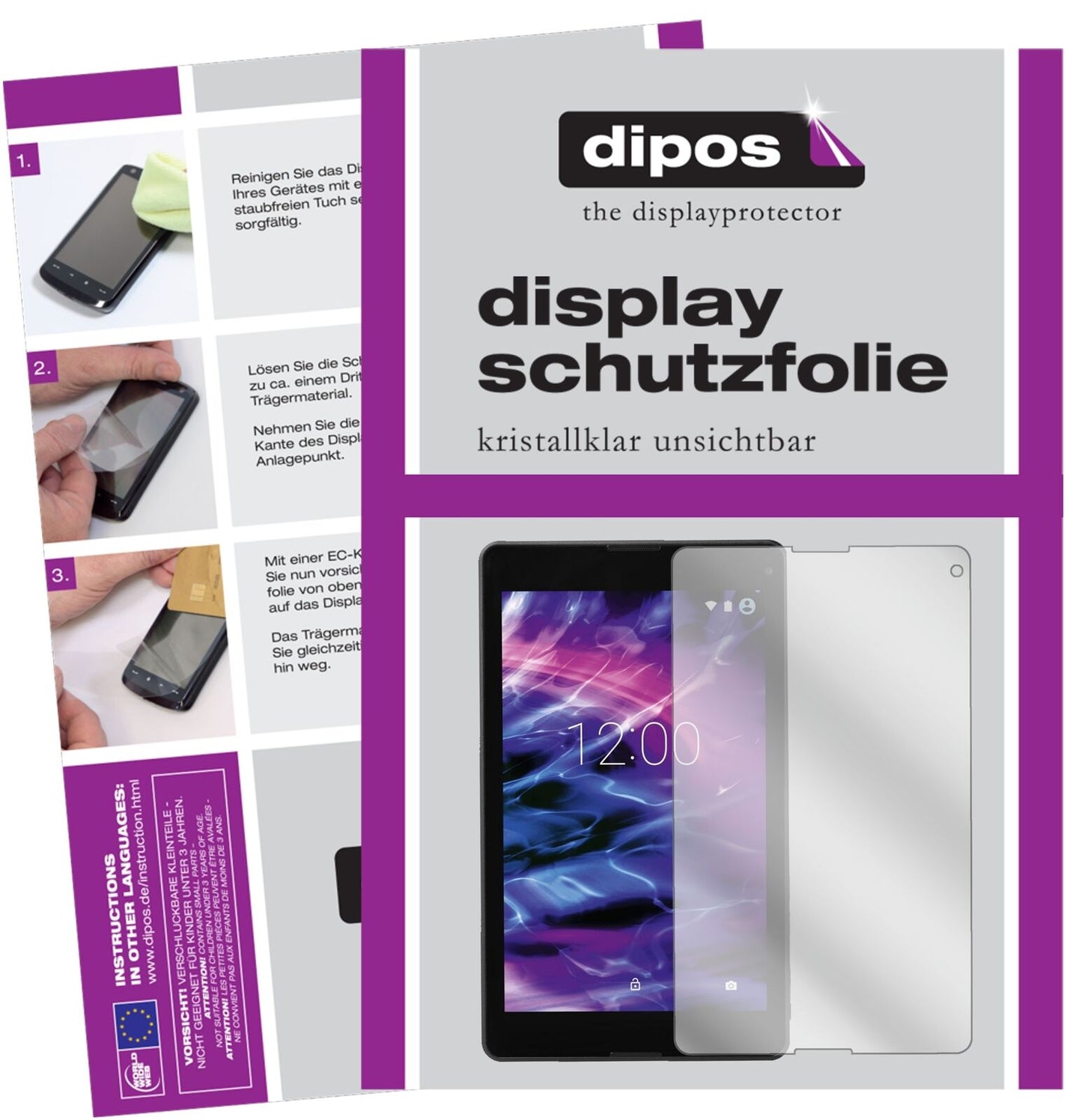 MedionLifetab P8524 mit aufgebrachter dipos Displayschutzfolie, glasklare Darstellung ohne Einschränkungen