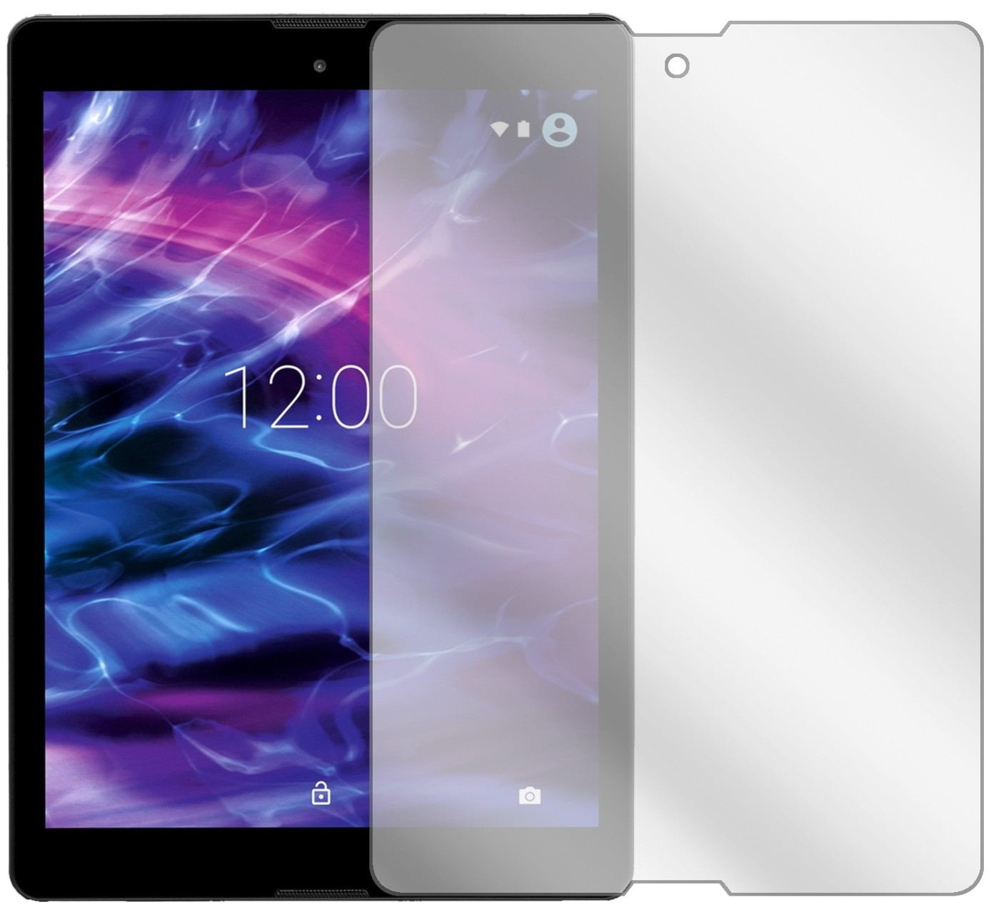 MedionLifetab P9702 mit aufgebrachter dipos Displayschutzfolie, glasklare Darstellung ohne Einschränkungen