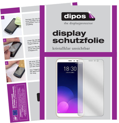 MeizuM6T mit aufgebrachter dipos Displayschutzfolie, glasklare Darstellung ohne Einschränkungen