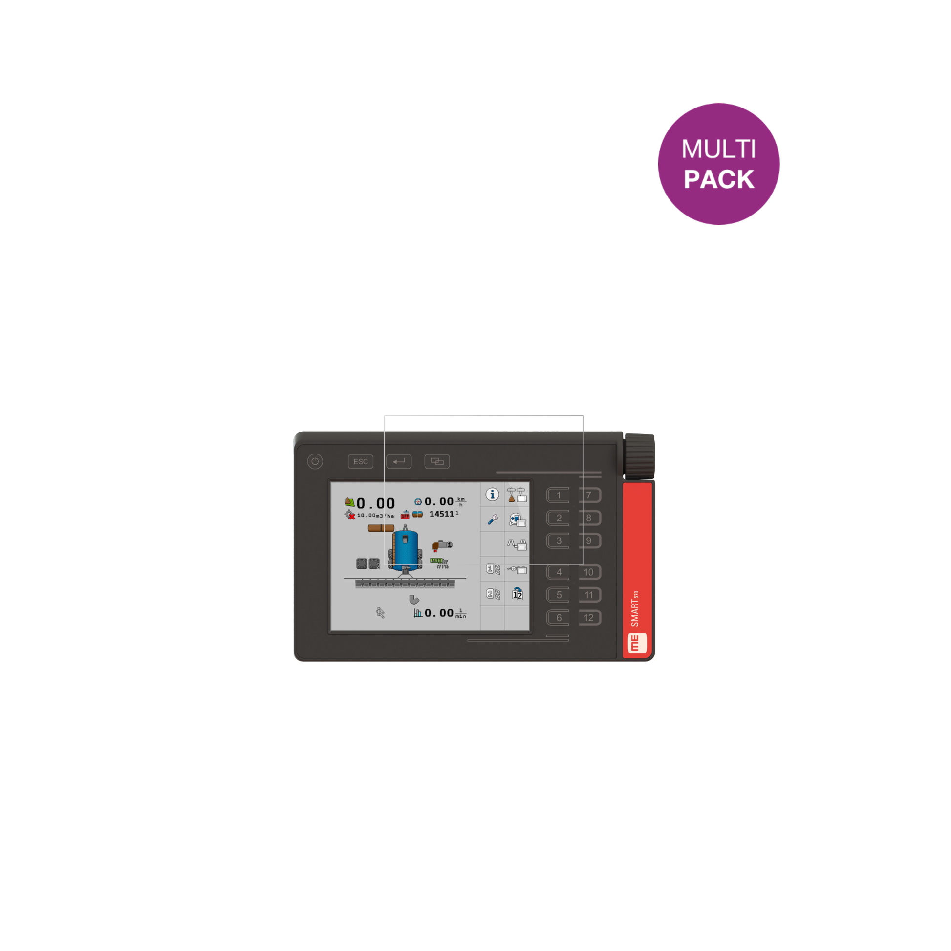 Müller ElektronikSMART570 mit aufgebrachter dipos Displayschutzfolie, glasklare Darstellung ohne Einschränkungen