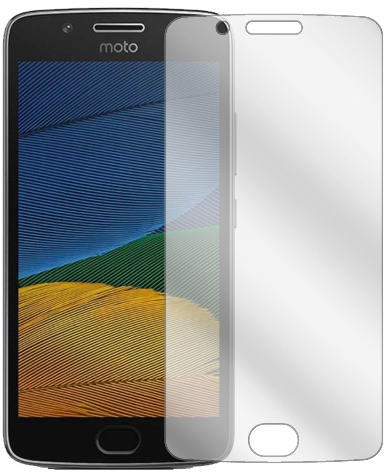 MotorolaMoto G5 mit aufgebrachter dipos Displayschutzfolie, glasklare Darstellung ohne Einschränkungen