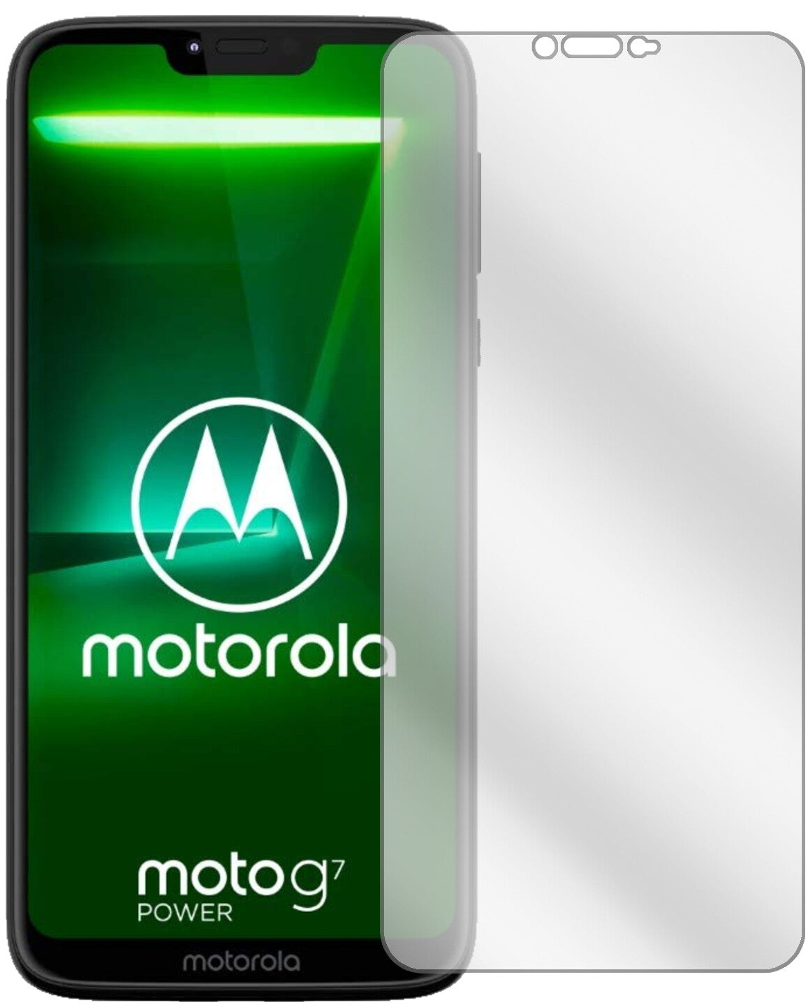 MotorolaMoto G7 Power mit aufgebrachter dipos Displayschutzfolie, glasklare Darstellung ohne Einschränkungen