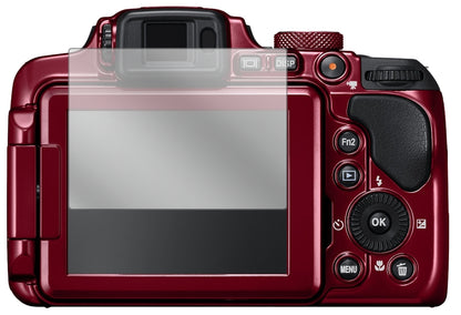 NikonCoolpix B700 mit aufgebrachter dipos Displayschutzfolie, glasklare Darstellung ohne Einschränkungen
