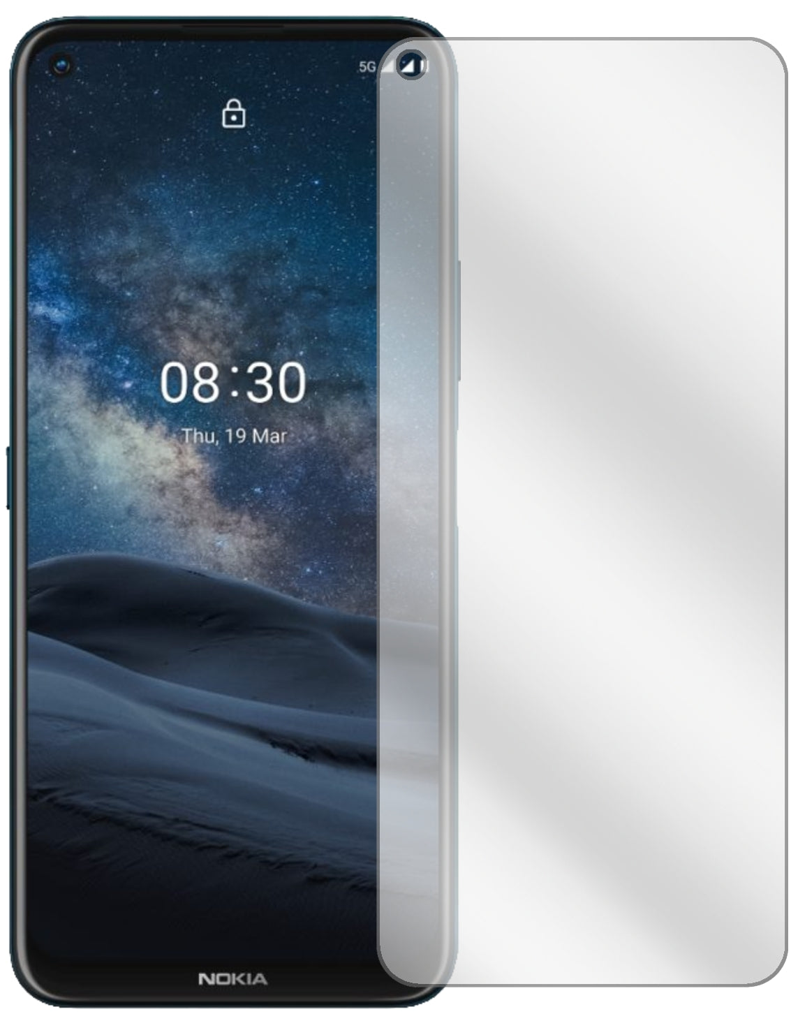 Nokia46089 mit aufgebrachter dipos Displayschutzfolie, glasklare Darstellung ohne Einschränkungen