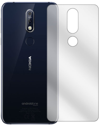 Nokia7.1 Rückseite mit aufgebrachter dipos Displayschutzfolie, glasklare Darstellung ohne Einschränkungen