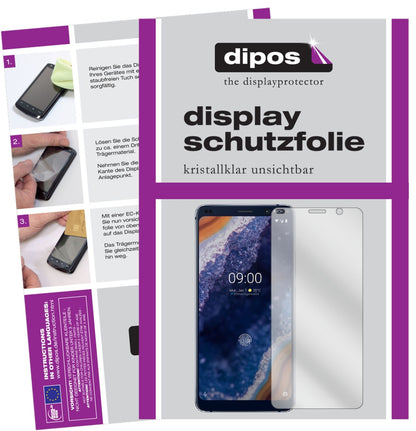 Nokia9 PureView mit aufgebrachter dipos Displayschutzfolie, glasklare Darstellung ohne Einschränkungen