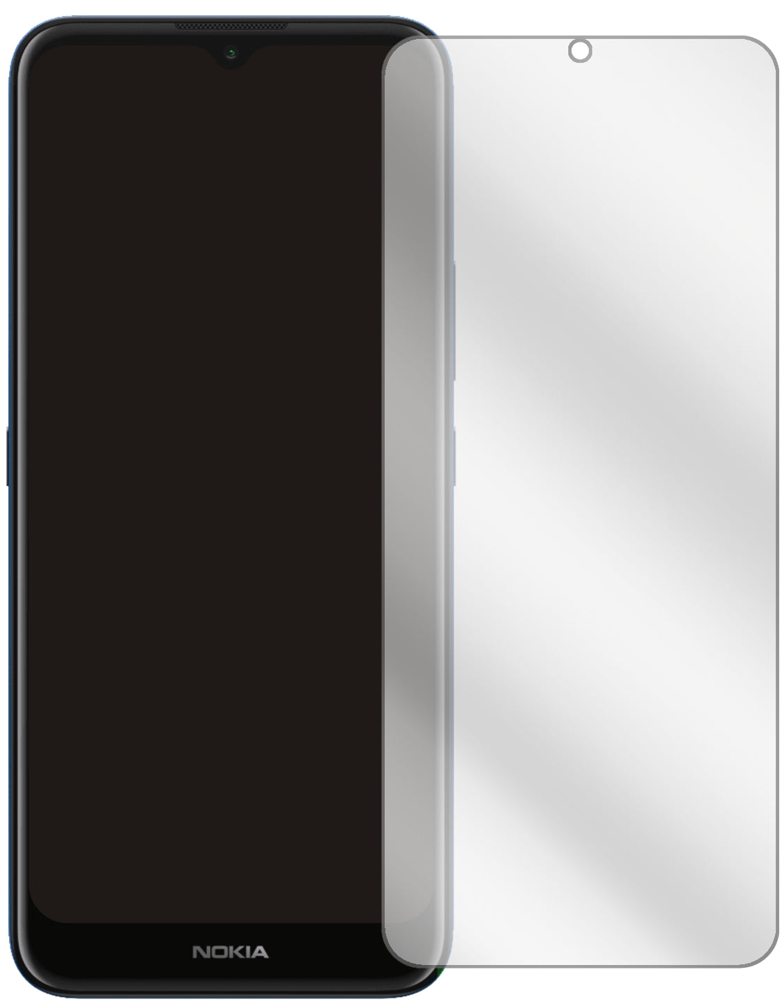 NokiaC20 mit aufgebrachter dipos Displayschutzfolie, glasklare Darstellung ohne Einschränkungen