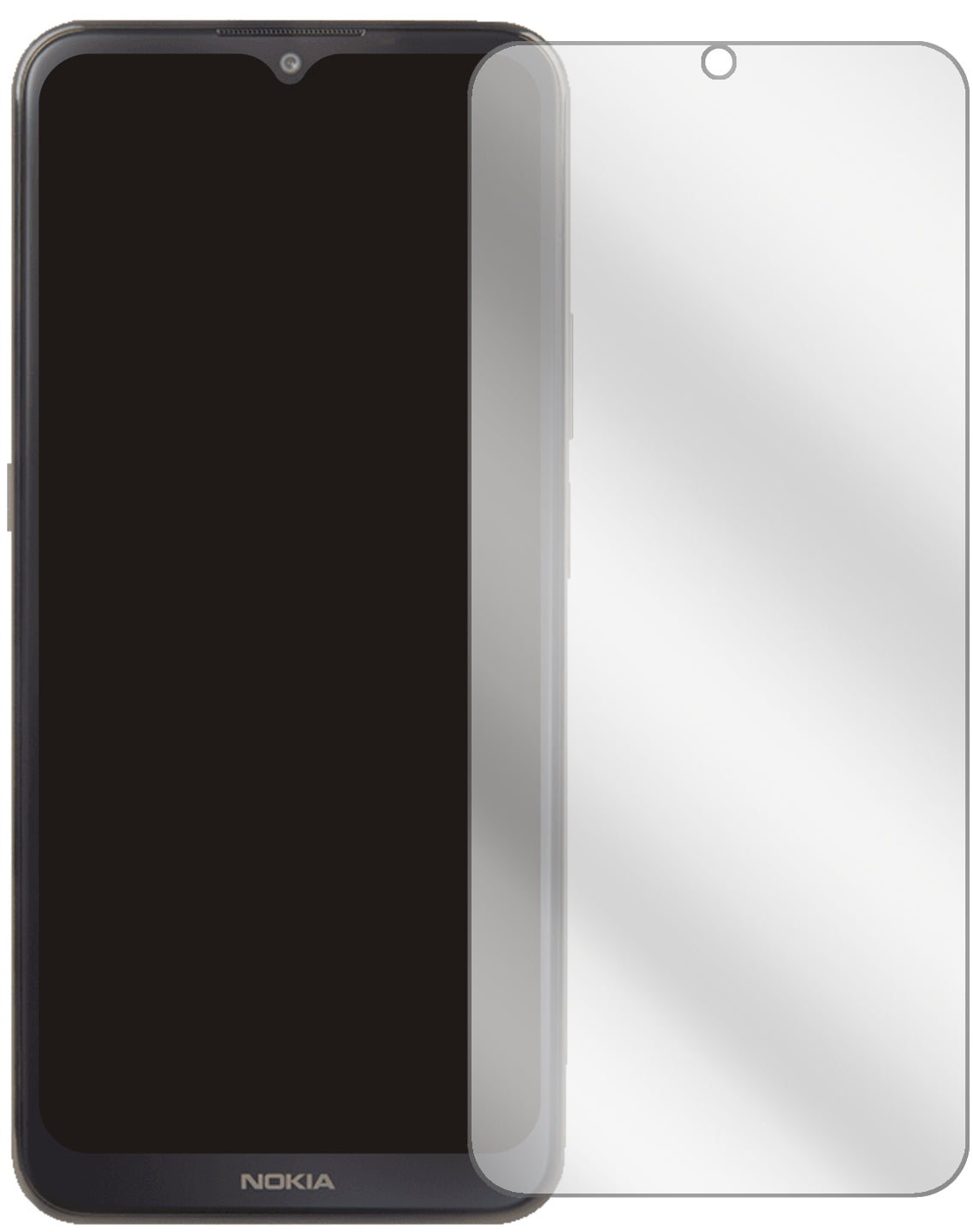 NokiaG300 mit aufgebrachter dipos Displayschutzfolie, glasklare Darstellung ohne Einschränkungen