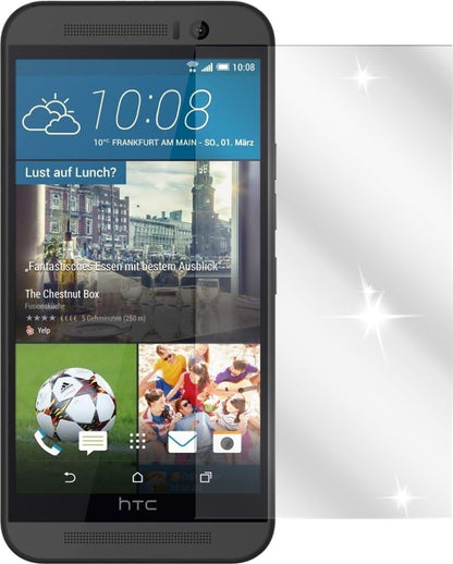One M9HTC mit aufgebrachter dipos Displayschutzfolie, glasklare Darstellung ohne Einschränkungen