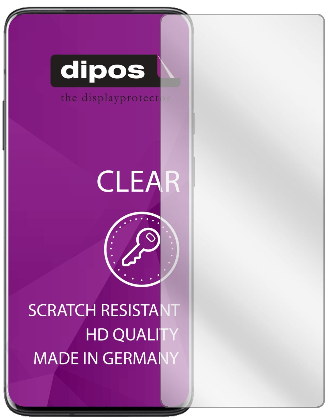 OnePlus7T Pro mit aufgebrachter dipos Displayschutzfolie, glasklare Darstellung ohne Einschränkungen