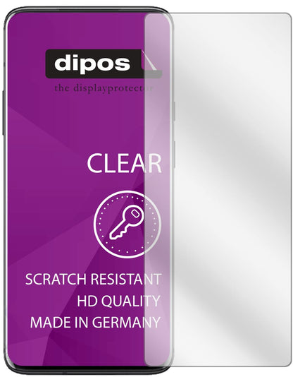 OnePlus7T Pro mit aufgebrachter dipos Displayschutzfolie, glasklare Darstellung ohne Einschränkungen