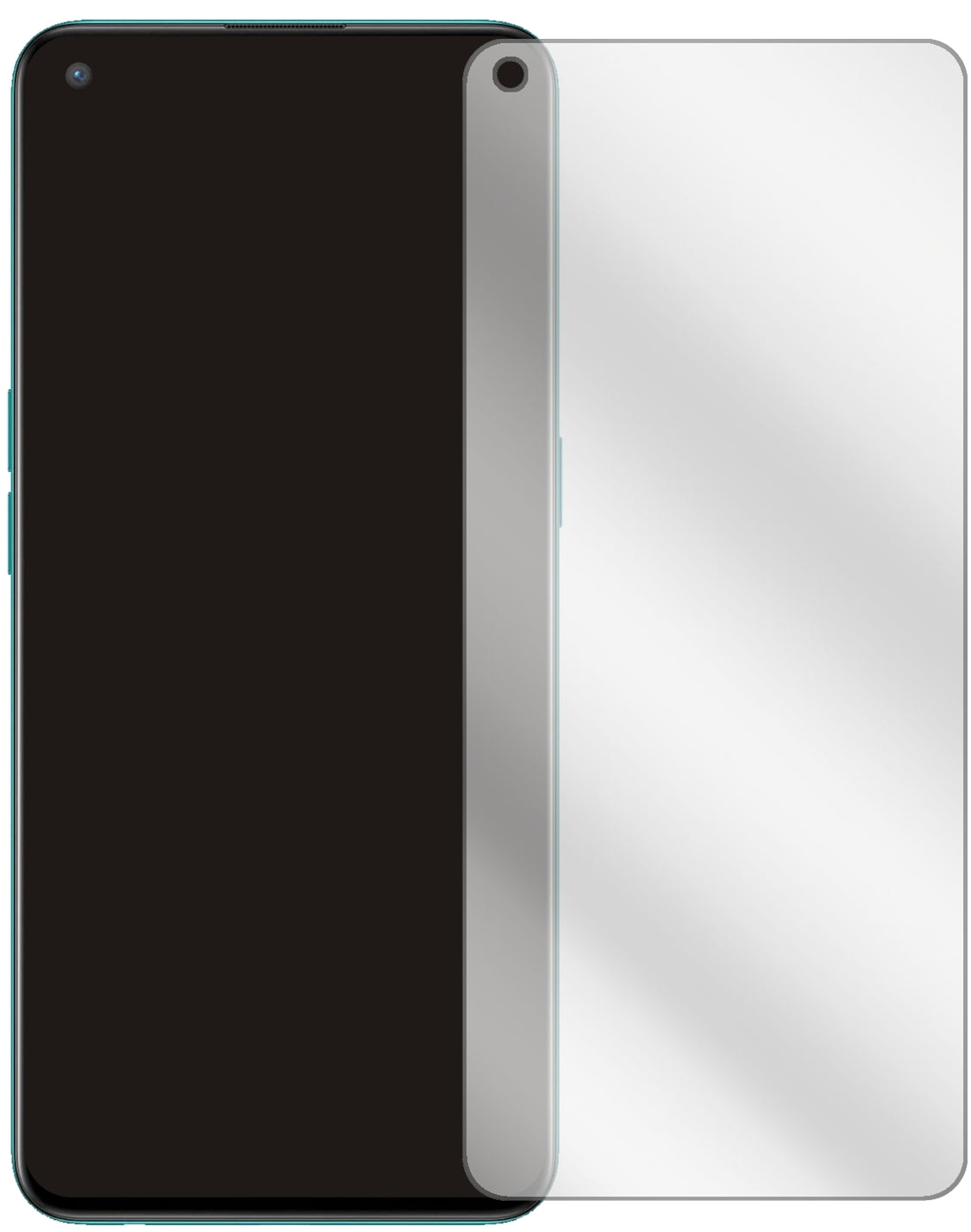 OnePlusNord 2 CE mit aufgebrachter dipos Displayschutzfolie, glasklare Darstellung ohne Einschränkungen