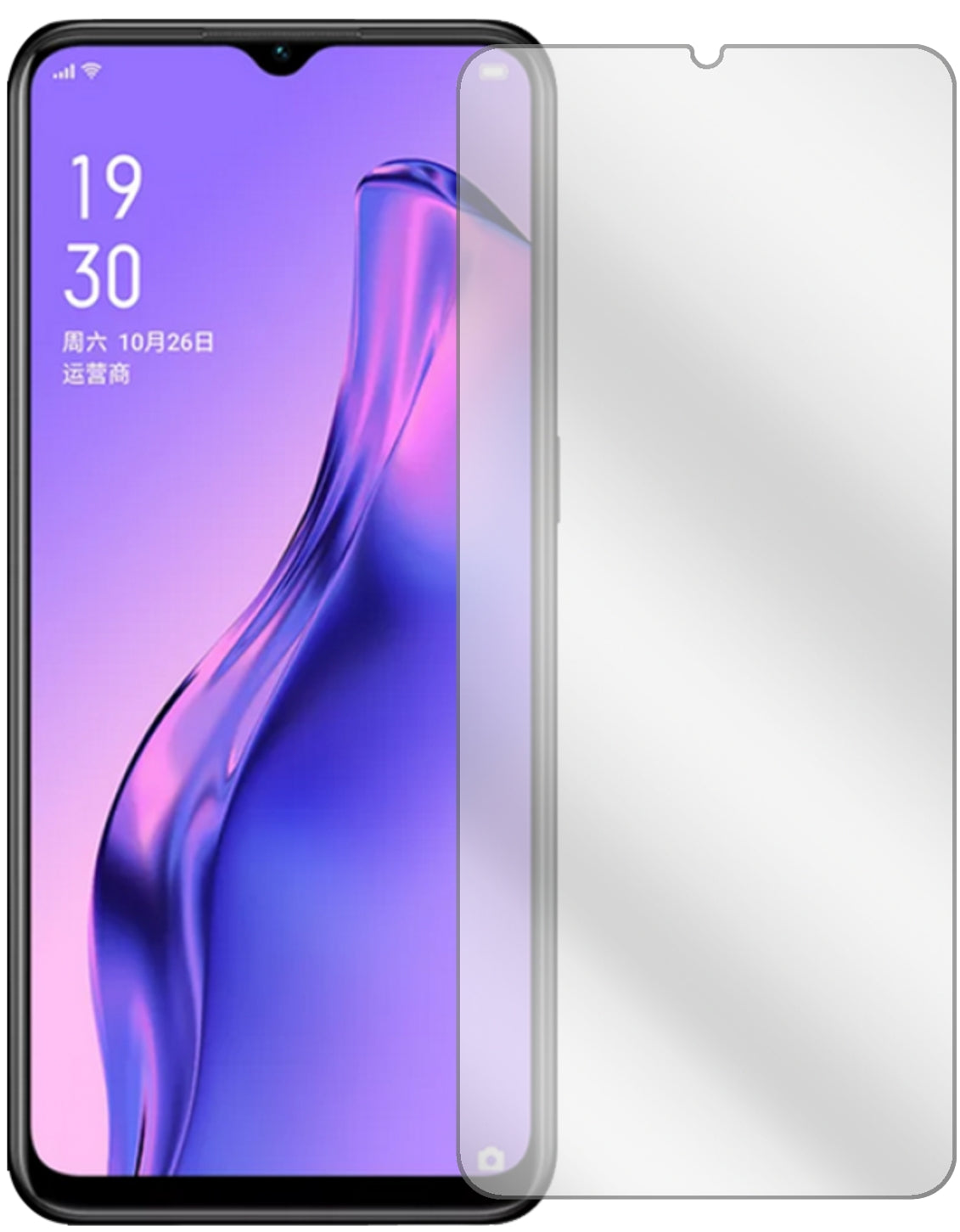 OppoA8 mit aufgebrachter dipos Displayschutzfolie, glasklare Darstellung ohne Einschränkungen